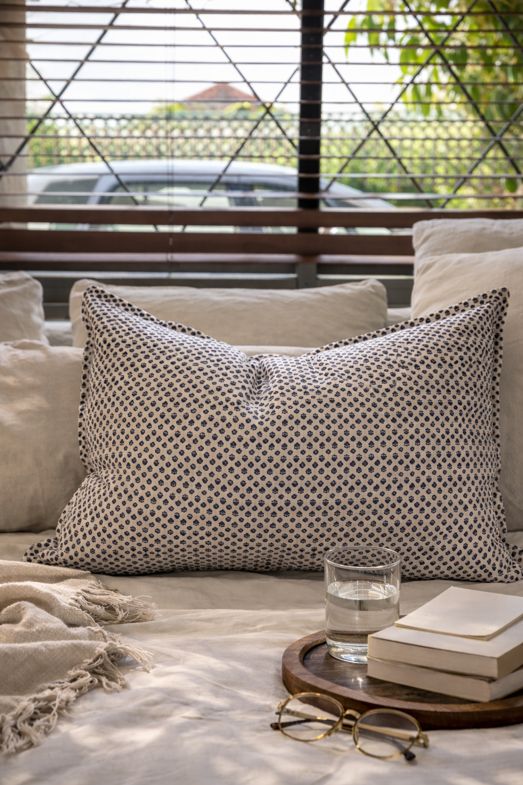 Cojín azul mini print