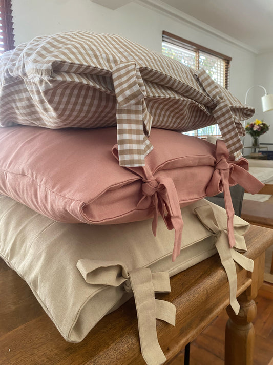Funda Almohadón Cintas Lino Rosa