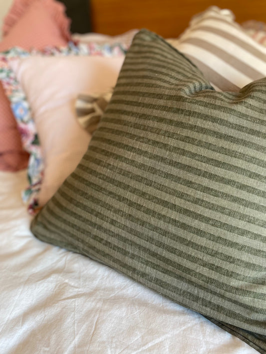 Funda cojín rayas, verde
