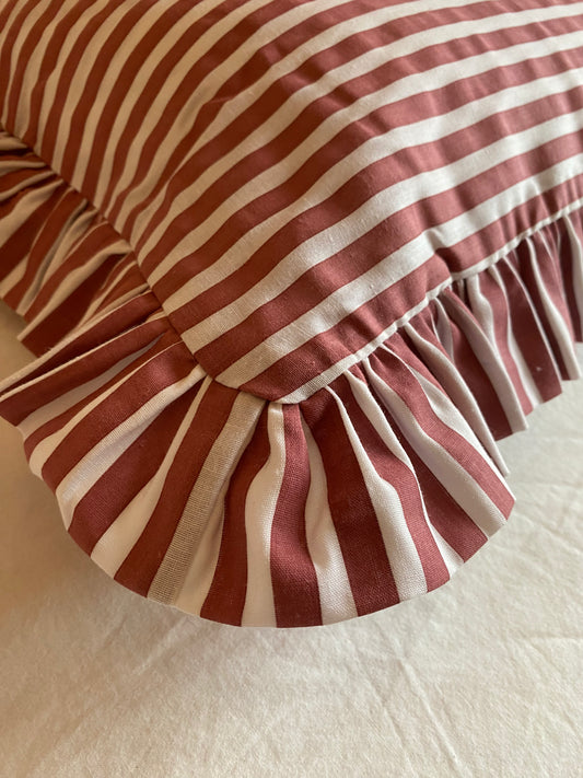 Funda cojín vuelos rayas, terracota