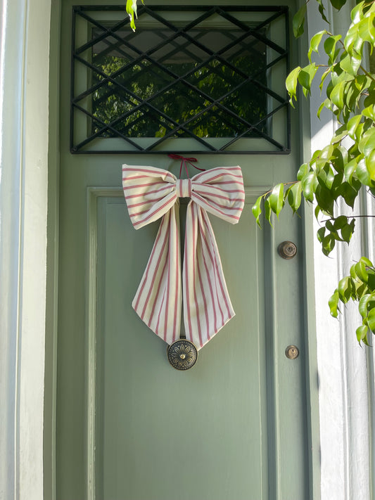 Bow Beige Rayas Rojas - Grande