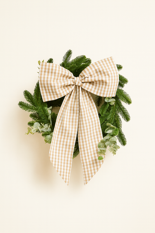 Corona de Navidad con Lazo Vichy Beige