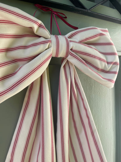 Bow Beige Rayas Rojas - Grande