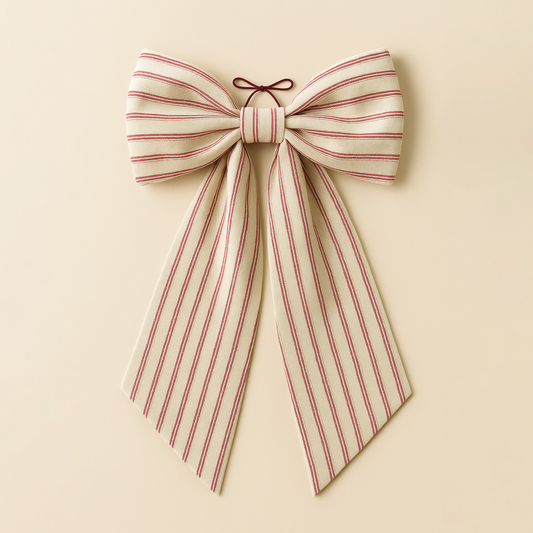 Bow Beige Rayas Rojas - Grande