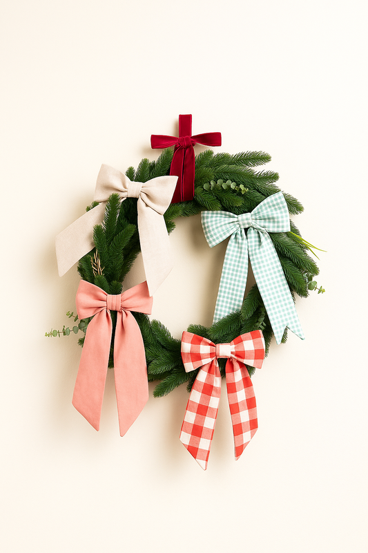 Corona de Navidad con Lazos de tela