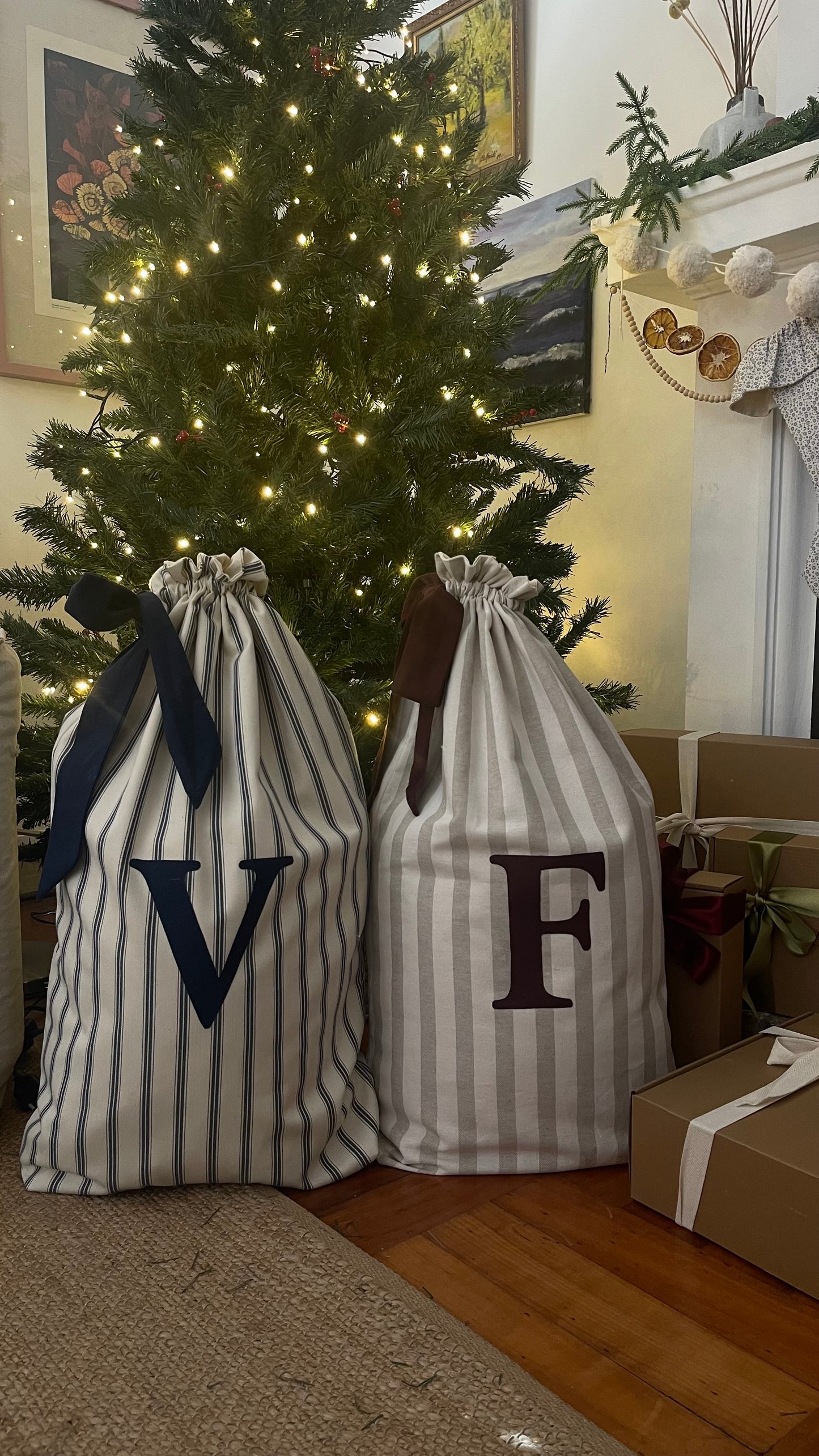 Bolsa para regalos personalizada Rayas Azul