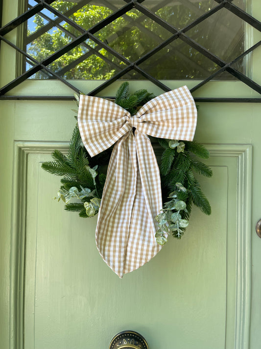 Corona de Navidad con Lazo Vichy Beige