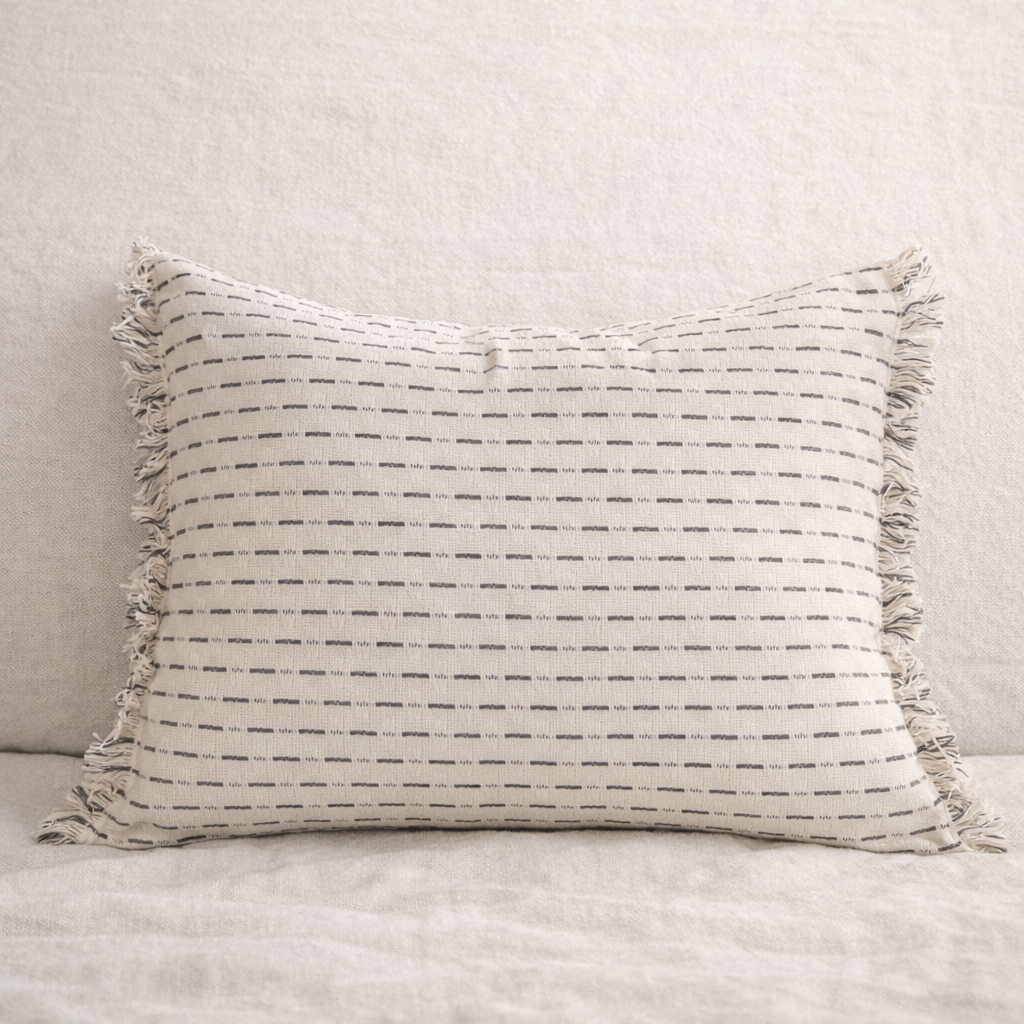 Cojín lino deflecado blanco
