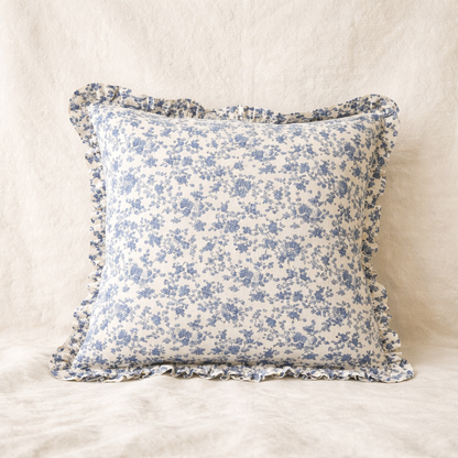 Cojín floreado Azul con Ruffles