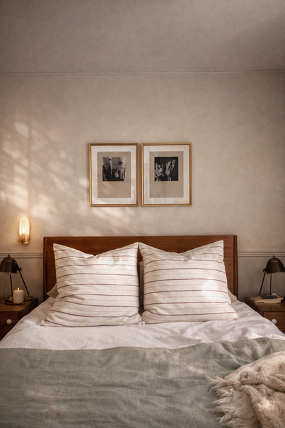 Cojín lino rayas finas