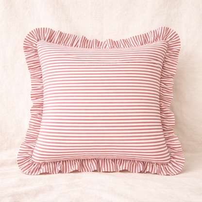 Funda cojín vuelos rayas, Rosa