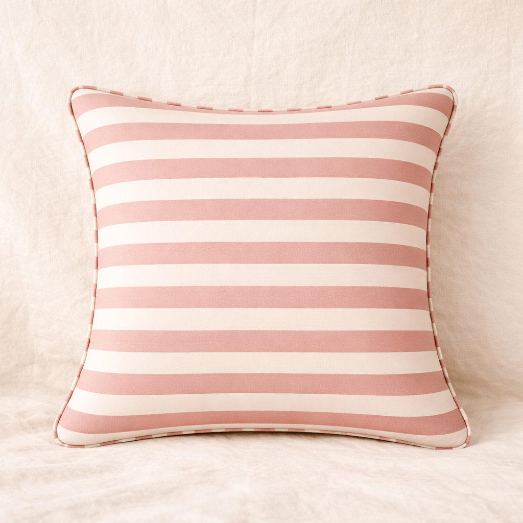 Funda cojín rayas, rosa