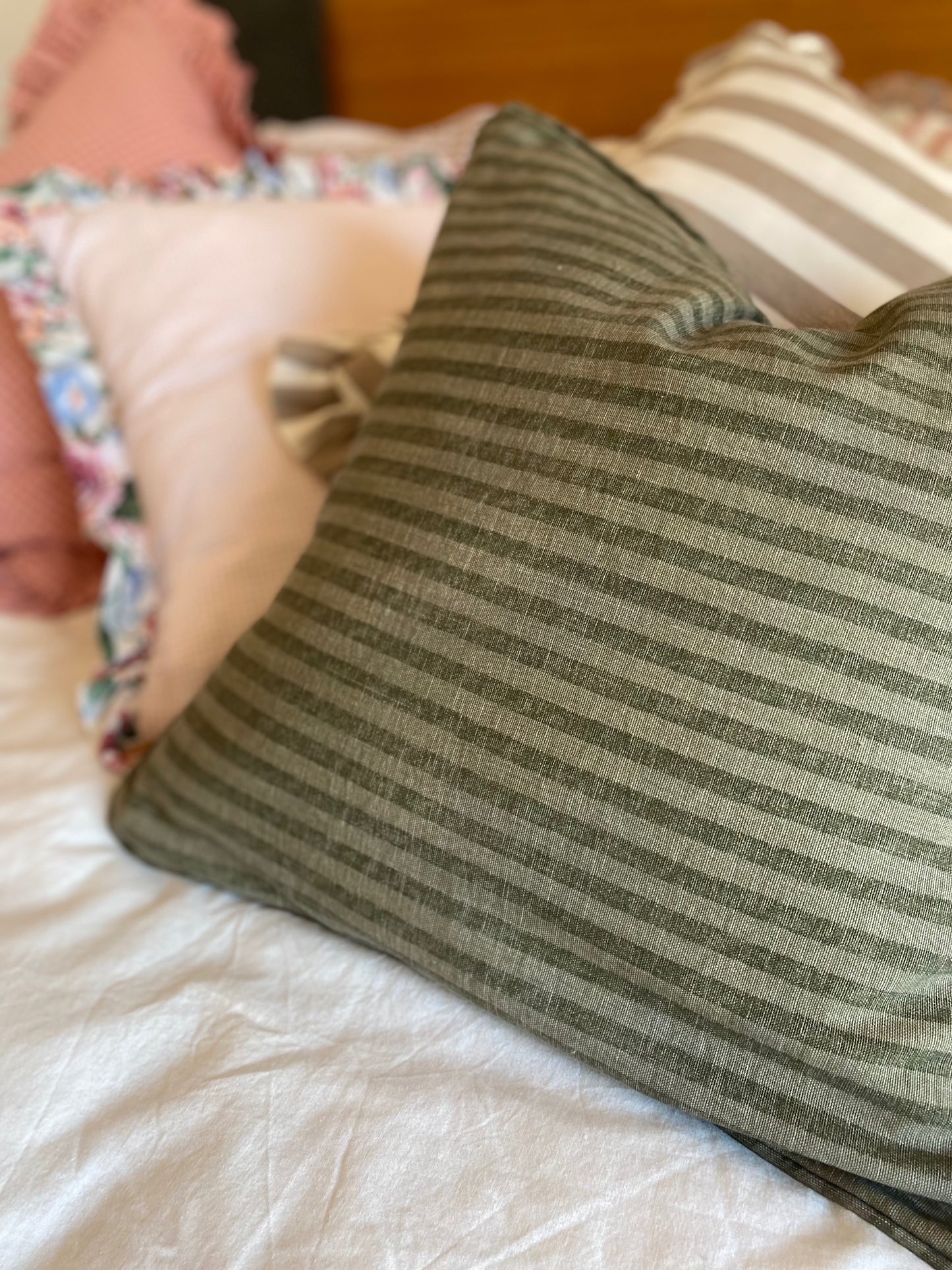 Funda cojín rayas, verde