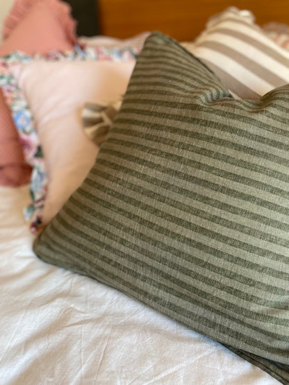 Funda cojín rayas, verde