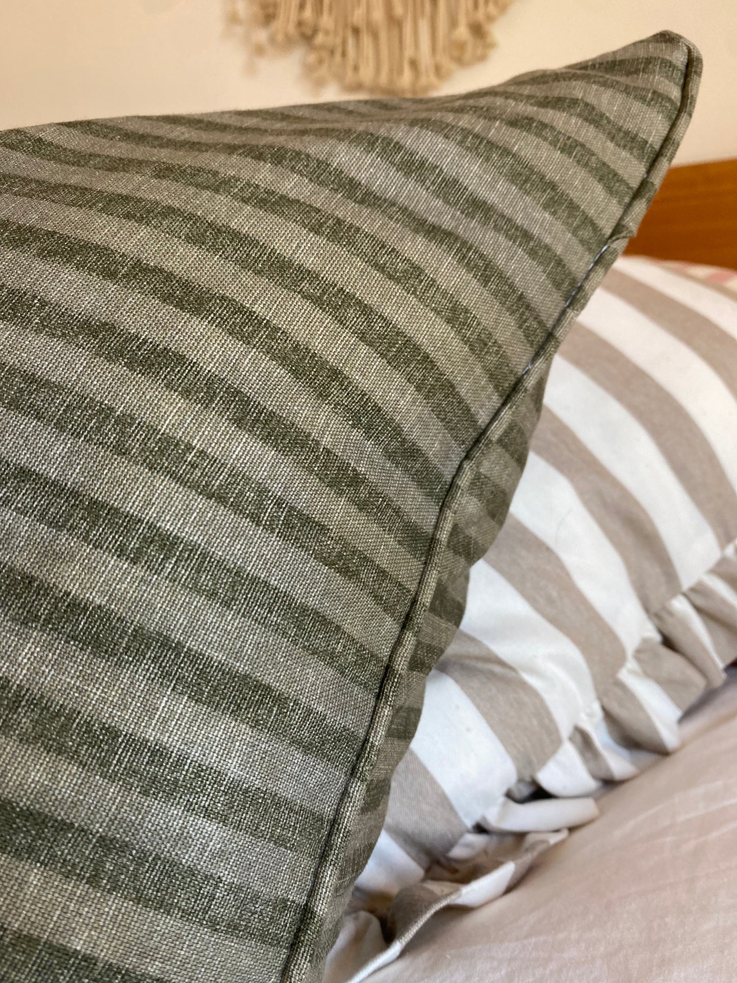 Funda cojín rayas, verde